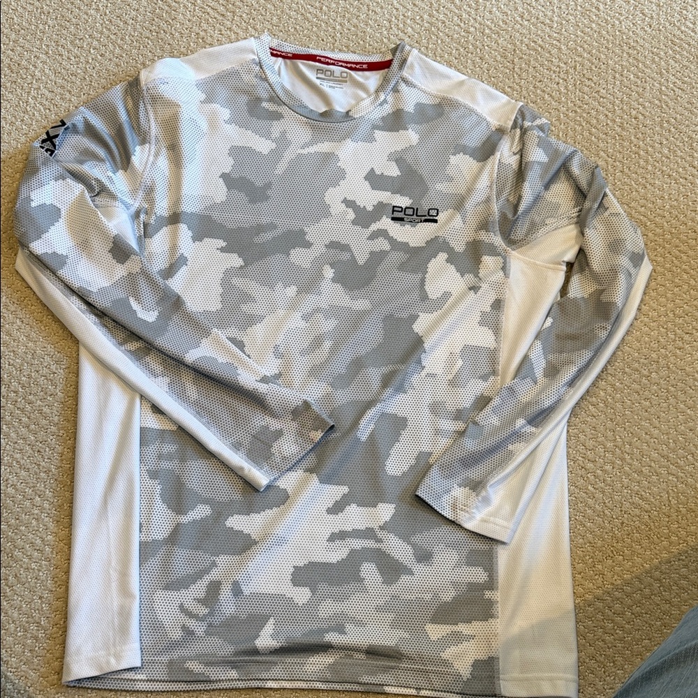 Polo by Ralph Lauren Gray and White Camo Long Sleeve Shirt